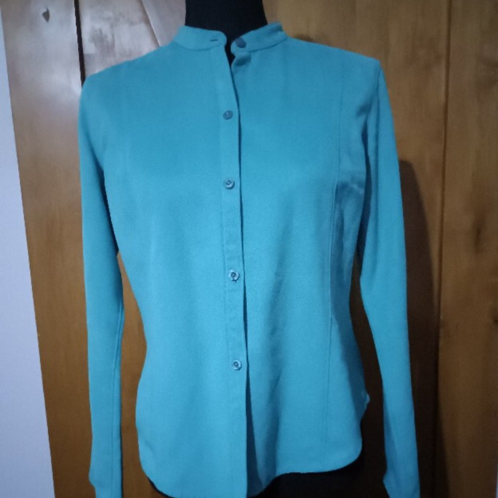 Turquoise Faux Suede Button Up Shirt